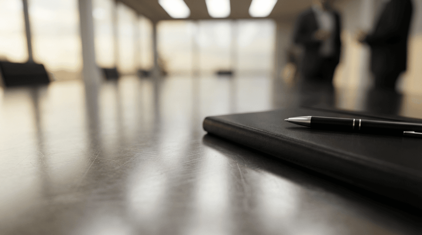 Conference setting ready for guest interview